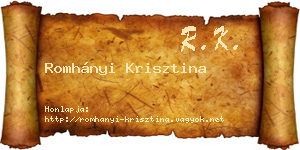 Romhányi Krisztina névjegykártya
